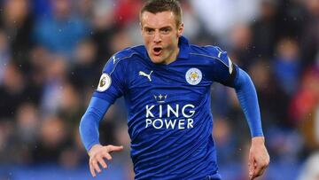 Jamie Vardy en el Leicester-Stoke City.