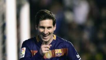 Messi celebra uno de los goles contra el Rayo.