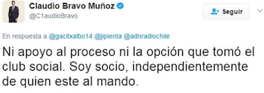 Bravo: "No apoyo al proceso ni la opción que tomó el club social"