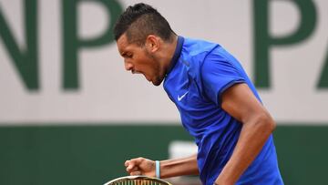 Nick Kyrgios during his match against Marco Cecchinato. 