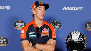 El piloto español de MotoGP Pedro Acosta durante la rueda de prensa previa al Gran Premio de España de Motociclismo.