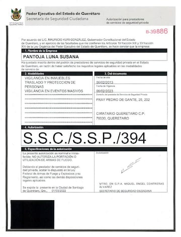 Autorización del gobierno de Querétaro a K9 en 2022