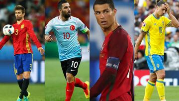 Gerard Piqu&eacute;, Arda Turan, Cristiano Ronaldo y Zlatan Ibrahimovic.