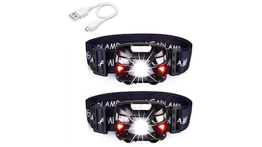 Estas linternas frontales LED con luces blancas y rojas son potentes, recargables y ligeras