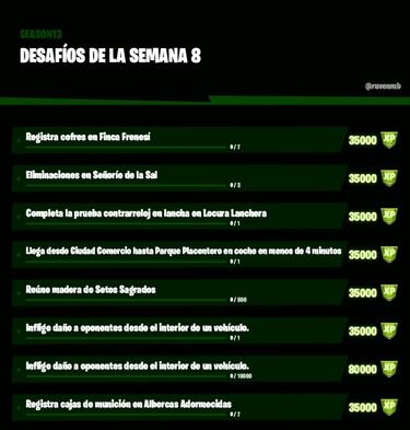 Fortnite Temporada 3: desafíos filtrados Semana 8
