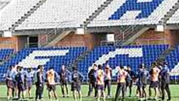 A PUNTO. La plantilla del Recre ya se ha entrenado en su nueva casa.