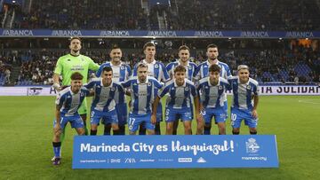 El once del Depor ante el Eibar.