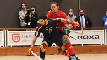 Imagen del partido entre España y Portugal en la fase de grupos del Europeo de Hockey Patines.