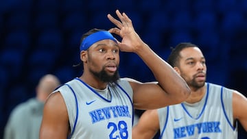 Yabusele, durante un entrenamiento con los Knicks en Las Vegas, durante la fase final de la NBA Cup.