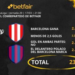 Atlético de Madrid vs. FC Barcelona: Combipartido de Betfair a cuota 23.0