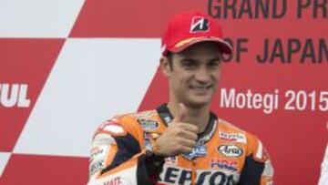 Pedrosa festeja su victoria en Motegi.
