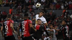 (L-R), Jesus Angulo of Atlas and Juan Dinenno of Pumas during the game Atlas vs Pumas UNAM, corresponding to the Semifinals second leg match of the Torneo Apertura Grita Mexico A21 of the Liga BBVA MX, at Jalisco Stadium, on December 05, 2021.
 
 &lt;br&g