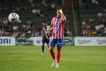 Hong Kong (Hong Kong), 07/08/2024.- Portuguese Joao Felix of Atletico de Madrid gestures during a friendly soccer match against the Kitchee of Hong Kong at the Hong Kong Stadium in Hong Kong, China, 07 August 2024. Atletico de Madrid won over Kitchee for 6 to 1. (Futbol, Amistoso) EFE/EPA/BERTHA WANG
