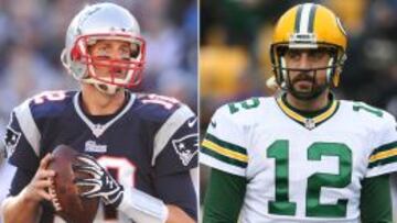 Tom Brady , QB de Patriots, y Aaron Rodgers , QB de Packers.