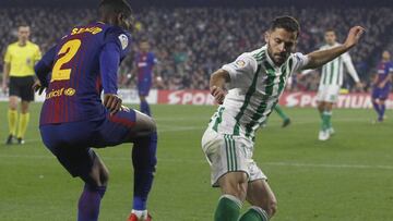 Semedo y Durmisi durante el Betis-Barcelona. 