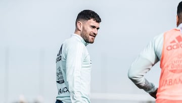 Javi Gal&aacute;n durante un entrenamiento con el Celta.