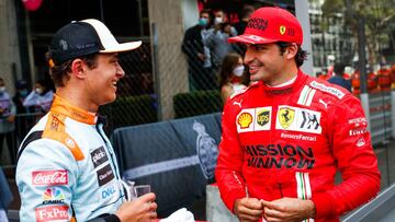NORRIS Lando (gbr), McLaren MCL35M, SAINZ Carlos (spa), Scuderia Ferrari SF21, portrait during the 2021 Formula One World Championship, Grand Prix of Monaco from on May 20 to 23 in Monaco - Photo Florent Gooden / DPPI
AFP7
23/05/2021 ONLY FOR USE IN SPAIN