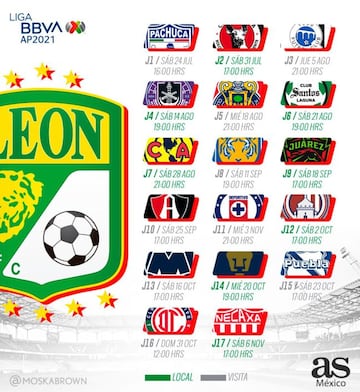 Calendario León Apertura 2021