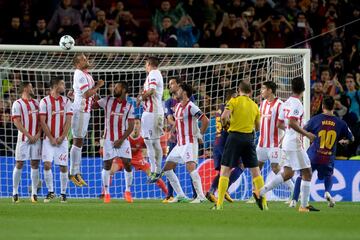 2-0. Lionel Messi scores with a free kick.