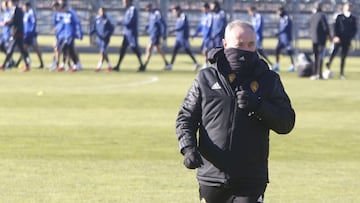 Juan Ignacio Martínez, durante el entrenamiento de esta mañana.