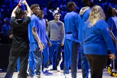Luka Doncic durante la presentaci¨®n de los equipos en el WiZink Center.