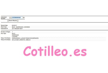 El documento oficial de la boda que muestra la web Cotilleo.es 