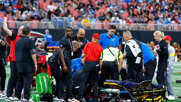 Detroit safety rushed to hospital after frightening injury during game in Atlanta.
