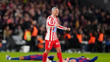Antoine Griezmann celebra la clasificación de su equipo a la final de la Copa del Rey.