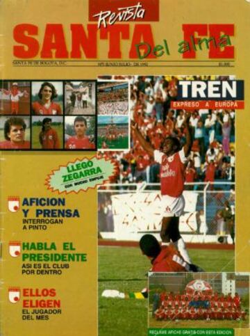 Portada junio/julio de 1992. Adolfo ‘El Tren’ Valencia era ídolo de Santa Fe y grandes clubes europeos empezaban a preguntar por sus servicios.