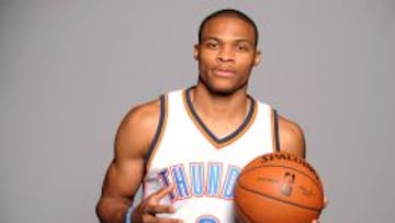 Russell Westbrook, durante el &#039;Media Day&#039; de los Thunder.