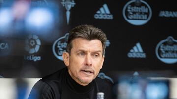 Juan Carlos Unzué, durante la rueda de prensa previa al partido entre el Celta y el Deportivo.