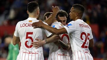 El Sevilla celebra el 1-0.