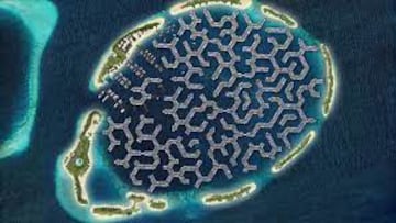 View of the floating city of the Maldives from the air