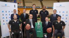 Juanan Morales, presidente del Joventut y Jaume Gir&oacute; de la Fundacion La Caixa en elacto de presentaci&oacute;n del acuerdo.