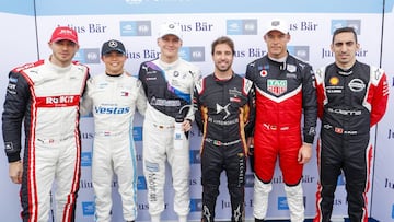 Los seis clasificados para la Superpole en Marrakech: Edoardo Mortara, Nyck De Vries, Maximilian Guenther, Antonio Felix da Costa, Andre Lotterer y S&eacute;bastien Buemi.