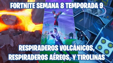 Fortnite Battle Royale - Desafío de la Semana 8 de la Temporada 9: usa un respiradero volcánico, un conducto de ventilación y una tirolina en una misma partida