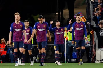 2-0. Leo Messi celebró el segundo gol.