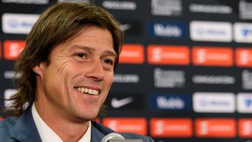 Matías Almeyda, director técnico de las Chivas, en conferencia de prensa de la Concachampions.