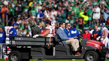 On Sunday, Giants' rookie running back Cam Skattebo suffered a gruesome ankle injury against the Eagles and QB Jaxson Dart's reaction was heartbreaking.