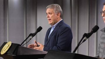 Iv&aacute;n Duque, Presidente de Colombia, durante una rueda de prensa.