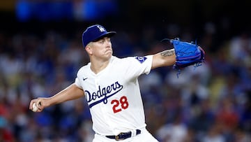LOS ANGELES, CALIFORNIA - JULY 02: Bobby Miller #28 of the Los Angeles Dodgers throws against the Arizona Diamondbacks in the fourth inning at Dodger Stadium on July 02, 2024 in Los Angeles, California. Ronald Martinez/Getty Images/AFP (Photo by RONALD MARTINEZ / GETTY IMAGES NORTH AMERICA / Getty Images via AFP)