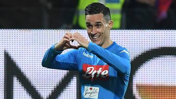 José Callejón celebra un gol con el Nápoles.