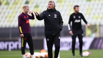 GDANSK, POLAND - MAY 25: Ole Gunnar Solskjaer, Manager of Manchester United reacts during the Manchester United Training Session ahead of the UEFA Europa League Final between Villarreal CF and Manchester United at Gdansk Arena on May 25, 2021 in Gdansk, P