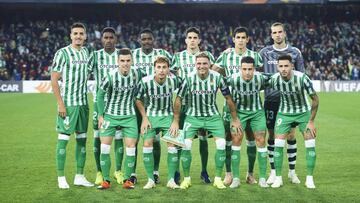 La alineación que ha presentado el Betis en el encuentro ante el Milan de la Europa League.