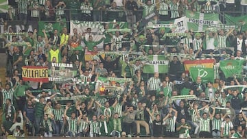 La afición del Betis, en una imagen de archivo en Milán.