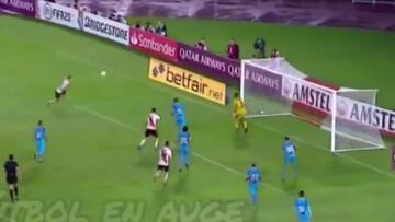 El centrocampista de River llegó al segundo palo y protagonizó un testarazo a la altura de la gran acción colectiva que dejó el equipo de Gallardo.