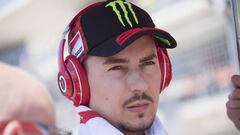 AUSTIN, TX - APRIL 22: Jorge Lorenzo of Spain and Ducati Team prepares to start on the grid during the MotoGP race during the MotoGp Red Bull U.S. Grand Prix of The Americas - Race at Circuit of The Americas on April 22, 2018 in Austin, Texas.  (Photo by 