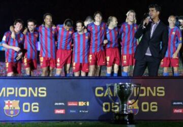 Llegó al FC Barcelona en 2003, presentado por el entonces presidente Joan Laporta. La primera temporada logró el subcampeonato de Liga, y volvió a animar a la afición en busca de un nuevo título. Las siguientes dos temporadas fueron de éxitos, donde ganó dos Ligas (2005 y 2006).
