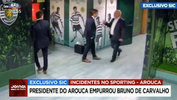 El presidente del Sporting de Portugal escupe al del Arouca