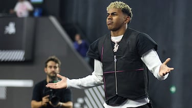 Lamine Yamal durante el partido de La Capital vs Porcinos en la Jornada 2 de la Kings League, a 24 de octubre de 2025, en Madrid (España)
FUTBOL;LAMINE YAMAL;IBAI LLANOS;KINGS LEAGUE
Organización
25/10/2025